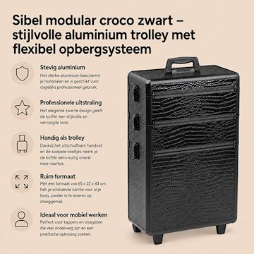 SIBEL KOFFER MODULAR CROCO ZWART P000716