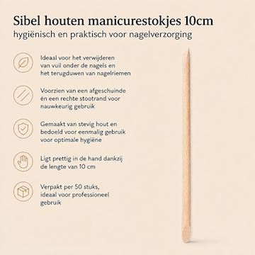 SIBEL HOUTEN MANICURESTOKJES 10cm A 50st P001290