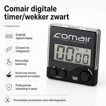 COMAIR 7001076 DIGITALE TIMER/WEKKER ZWART