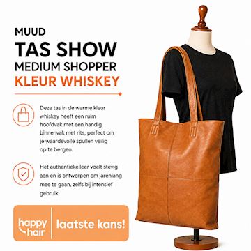 MUUD TAS SHOW MEDIUM SHOPPER KLEUR WHISKEY*