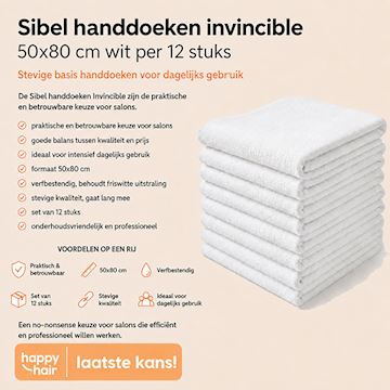SIBEL HANDDOEKEN INVINCIBLE 50x80cm WIT (12st) 3500301*