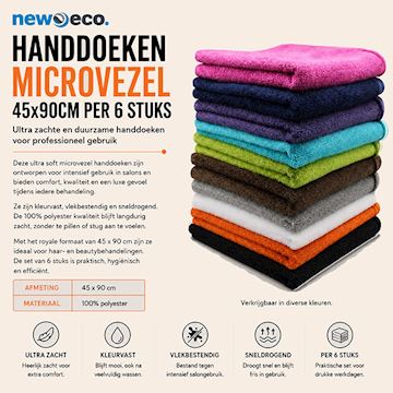 NEW ECO HANDDOEKEN MICROVEZEL 45X90CM PER 6 STUKS