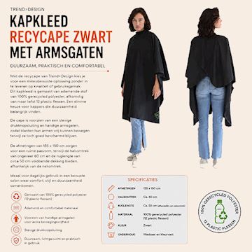 TREND=DESIGN 93033 KAPKLEED RECYCAPE ZWART MET ARMSGATEN (48