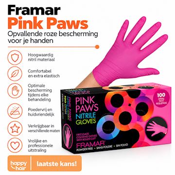 FRAMAR NITRILE HANDSCHOENEN PINK PAWS 100st*