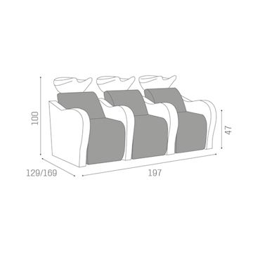 SALON AMBIENCE LUXURY LONGUE WASHUNIT 3-PLACE WIT